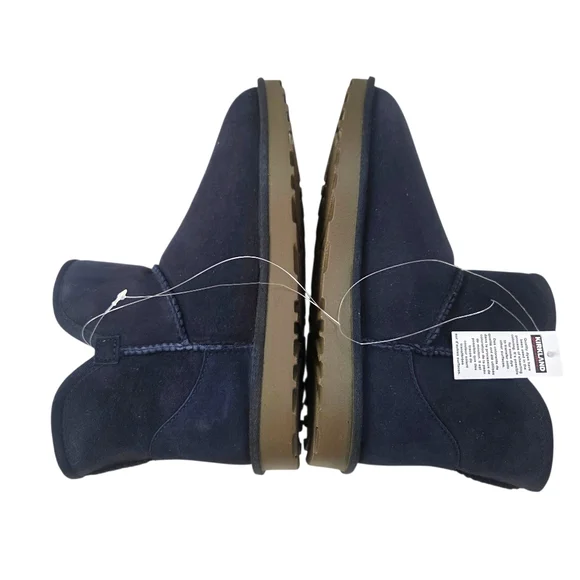 Kirkland Shearling Suede Leather Boots NEW Womens 8 Blue Short Winter Cozy - Picture 3 of 13